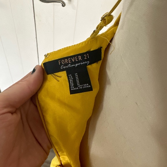 Marigold Mustard Yellow Maxi Long Med Boho Cocktail Dress Slit low Back Plunge - Picture 9 of 9